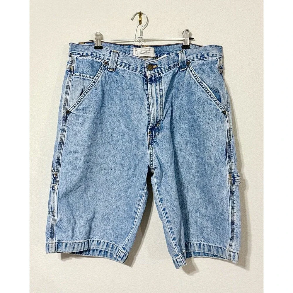 Levi Strauss Signature Carpenter Denim Shorts Baggy Y2K Light Wash Sz 34/12”L